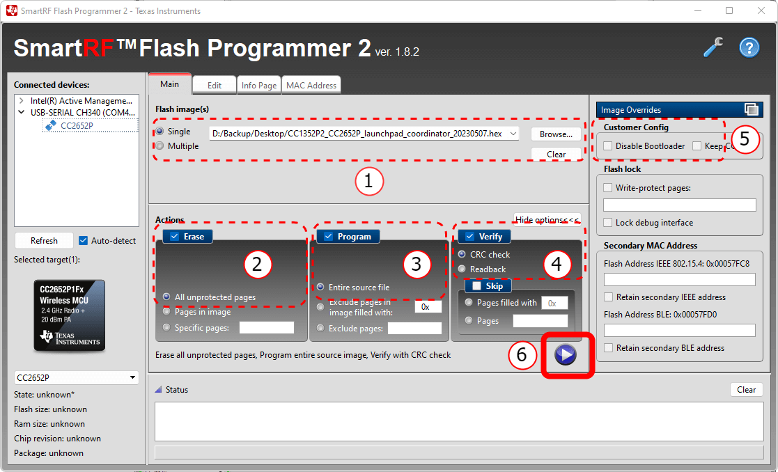 Flash programmer 2 settings